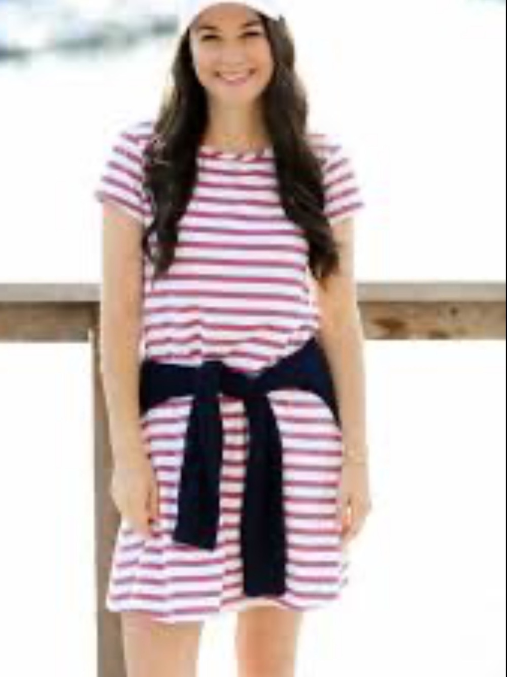 Vineyard Vines Red & White Striped Midi Dress